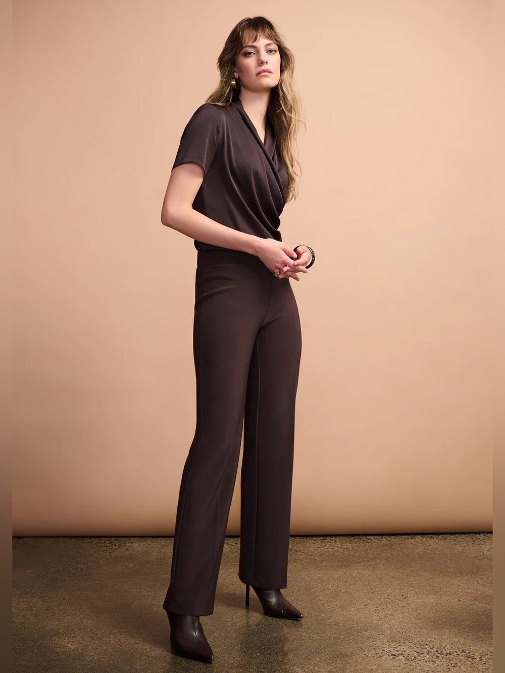 Joseph Ribkoff Mocha Classic Wide-Leg Pants Style 153088